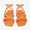 Ayla platte sandalen van suède in zonsondergangoranje