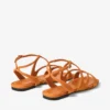 Ayla platte sandalen van suède in zonsondergangoranje