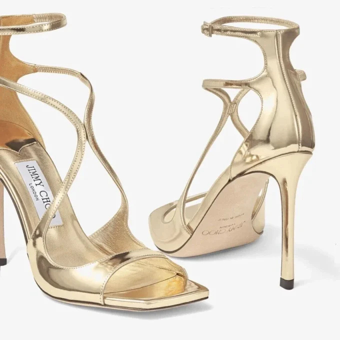 Azia 110 Goudkleurige sandalen van Liquid Metal-leer