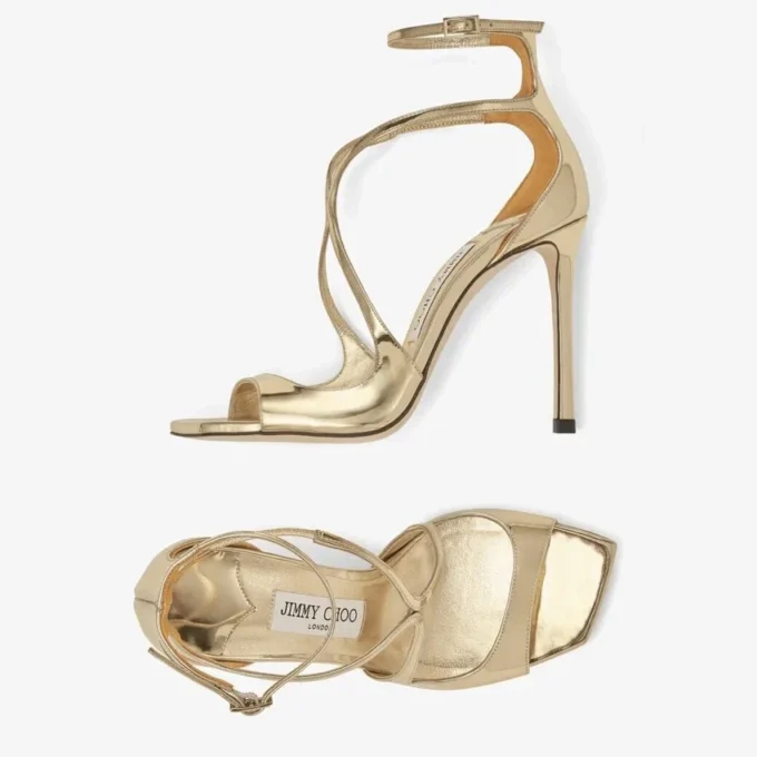 Azia 110 Goudkleurige sandalen van Liquid Metal-leer