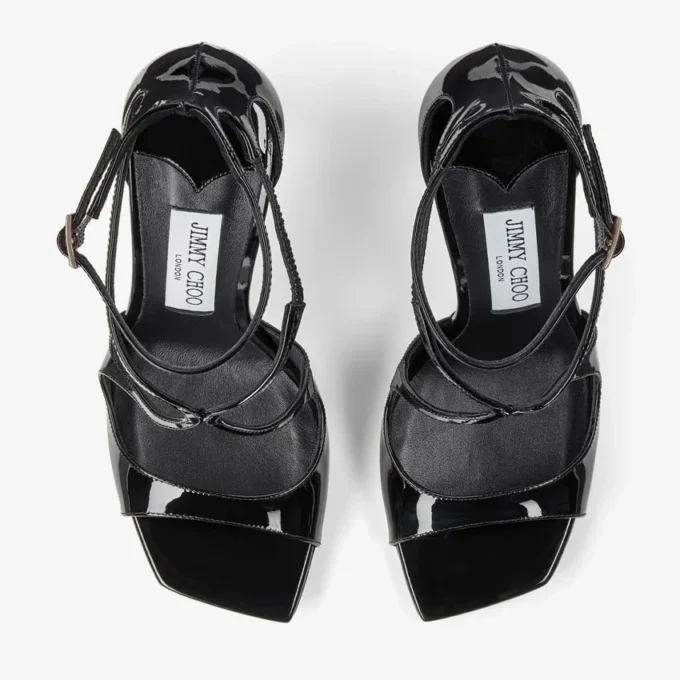 Azia 110 zwarte lakleren sandalen