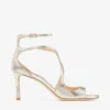 Azia 75 sandalen van champagnekleurig glitterleer