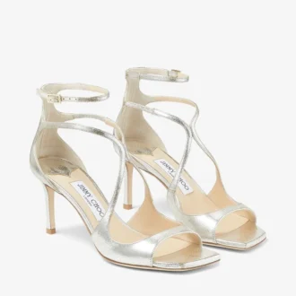 Azia 75 sandalen van champagnekleurig glitterleer