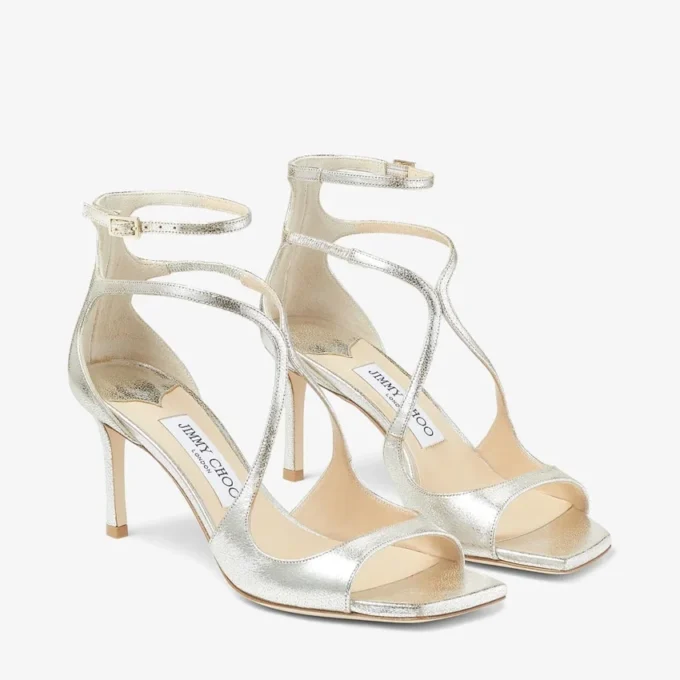 Azia 75 sandalen van champagnekleurig glitterleer