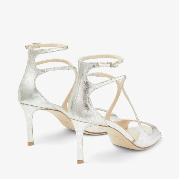 Azia 75 sandalen van champagnekleurig glitterleer