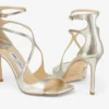 Azia 95 champagnekleurige glitterleren sandalen