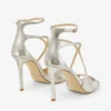 Azia 95 champagnekleurige glitterleren sandalen