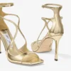 Azia 95 gouden sandalen van vloeibaar metaal