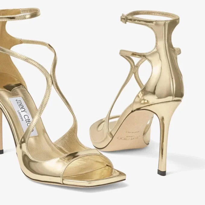 Azia 95 gouden sandalen van vloeibaar metaal