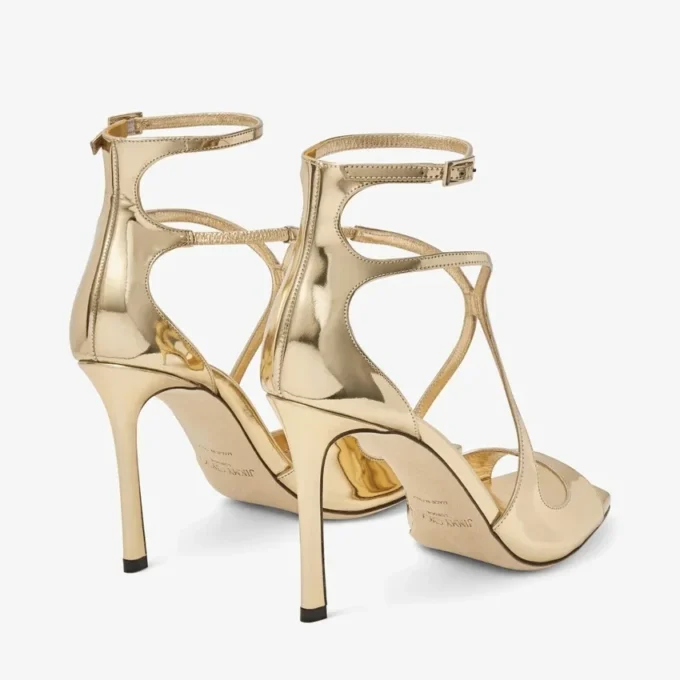 Azia 95 gouden sandalen van vloeibaar metaal