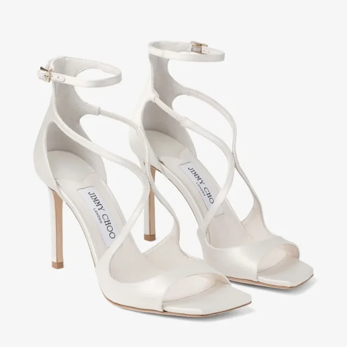 Azia 95 ivoorkleurige satijnen sandalen