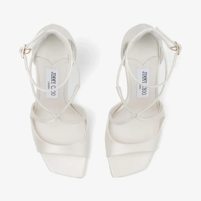 Azia 95 ivoorkleurige satijnen sandalen
