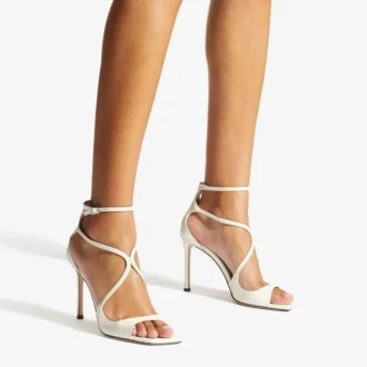 Azia 95 sandalen van latte-lakleer