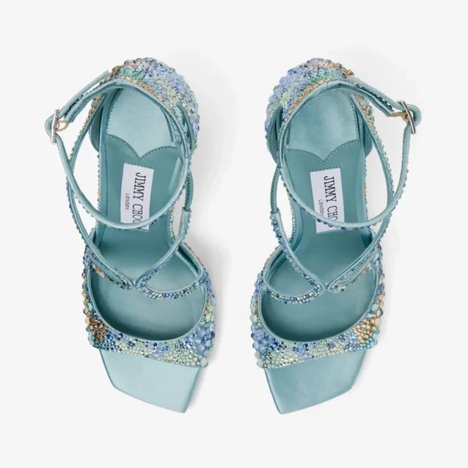 Azia 95 Sky Mix satijnen sandalen met multi-kristallen versiering