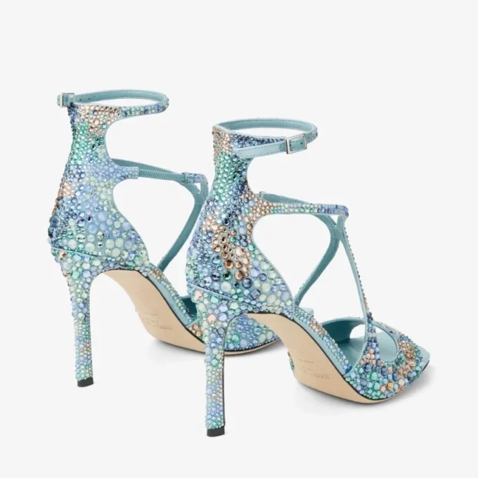 Azia 95 Sky Mix satijnen sandalen met multi-kristallen versiering