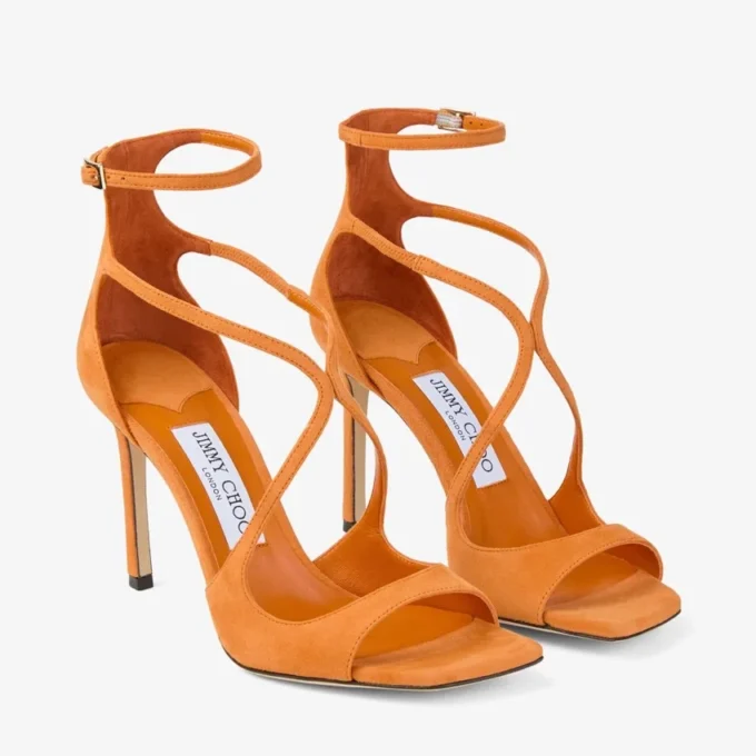 Azia 95 Sunset Orange suède sandalen