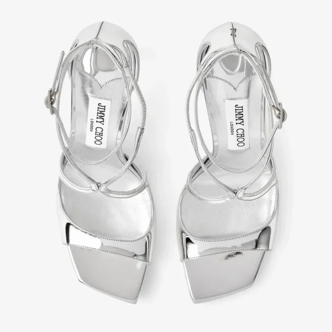 Azia 95 Zilveren sandalen van vloeibaar metaal