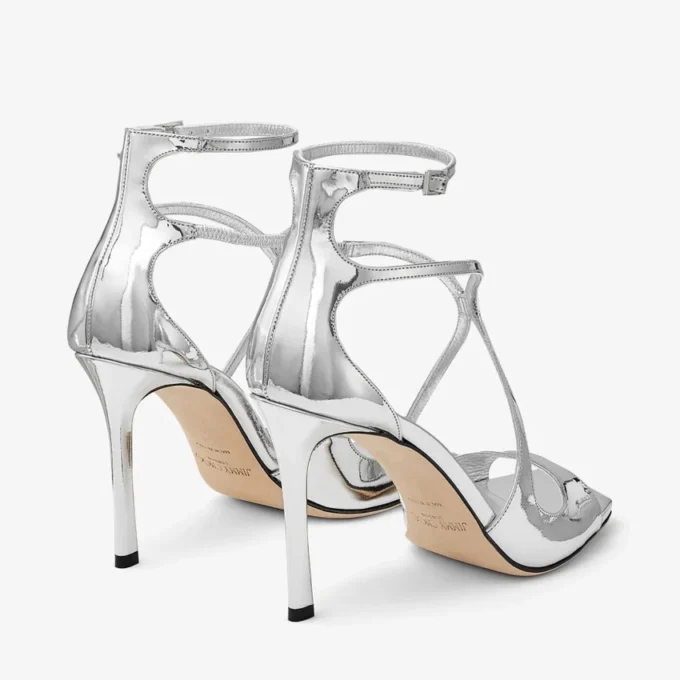 Azia 95 Zilveren sandalen van vloeibaar metaal
