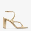 Azie 85 goudkleurige metallic sandalen van nappaleer