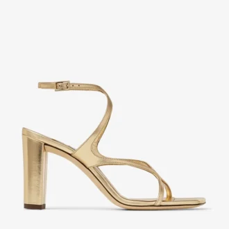 Azie 85 goudkleurige metallic sandalen van nappaleer