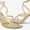 Azie 85 goudkleurige metallic sandalen van nappaleer