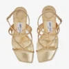 Azie 85 goudkleurige metallic sandalen van nappaleer