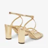 Azie 85 goudkleurige metallic sandalen van nappaleer