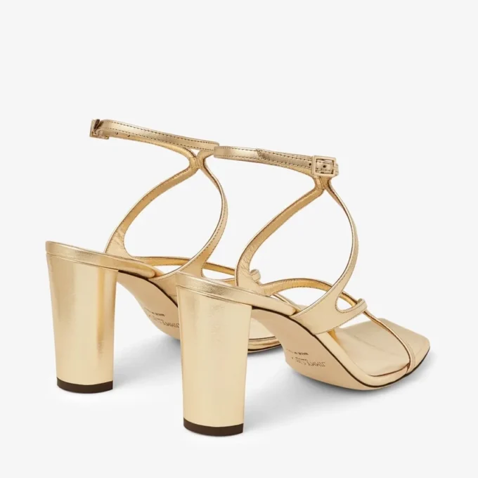 Azie 85 goudkleurige metallic sandalen van nappaleer