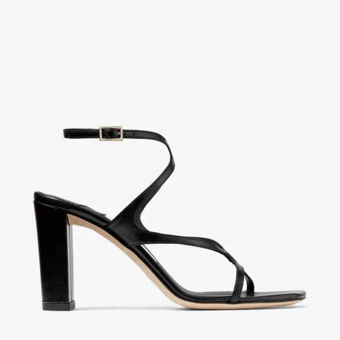 Azie 85 zwarte sandalen van nappaleer