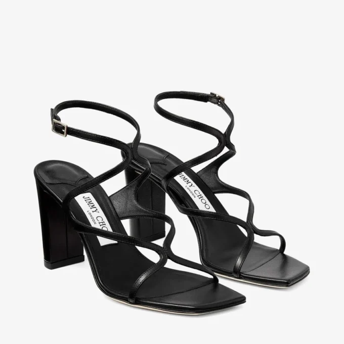 Azie 85 zwarte sandalen van nappaleer