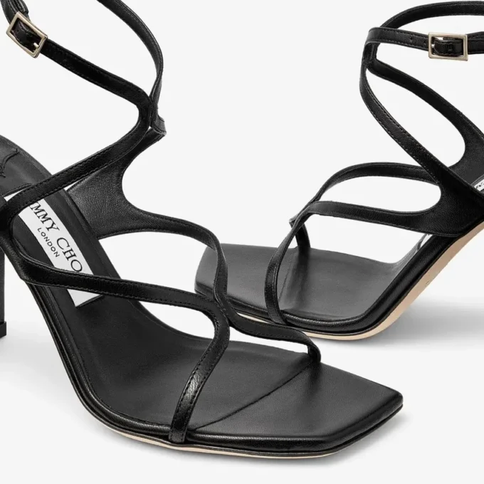 Azie 85 zwarte sandalen van nappaleer