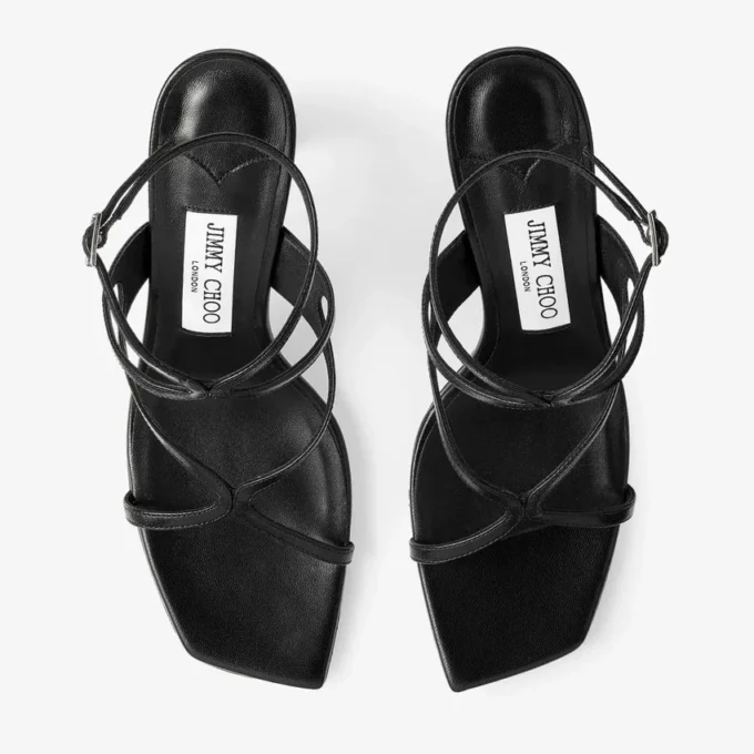 Azie 85 zwarte sandalen van nappaleer