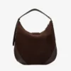 Bar Hobo M schoudertas van chocoladebruin suède met leren afwerking Bar Hobo M schoudertas van chocoladebruin suède met leren afwerking