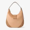 Bar Hobo M Toffee suède schoudertas met leren Biker-afwerking Bar Hobo M Toffee suède schoudertas met leren Biker-afwerking
