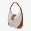 Bar Hobo Medium schoudertas van natuurlijk en bruin gerecycled canvas met leren Biker-afwerking Bar Hobo Medium schoudertas van natuurlijk en bruin gerecycled canvas met leren Biker-afwerking