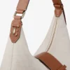 Bar Hobo Medium schoudertas van natuurlijk en bruin gerecycled canvas met leren Biker-afwerking Bar Hobo Medium schoudertas van natuurlijk en bruin gerecycled canvas met leren Biker-afwerking