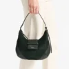 Bar Hobo Small Britsgroene suède schoudertas met leren Biker-afwerking Bar Hobo Small Britsgroene suède schoudertas met leren Biker-afwerking