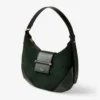 Bar Hobo Small Britsgroene suède schoudertas met leren Biker-afwerking Bar Hobo Small Britsgroene suède schoudertas met leren Biker-afwerking