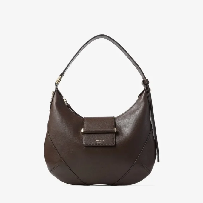 Bar Hobo Small Chocoladebruine Biker-leren schoudertas