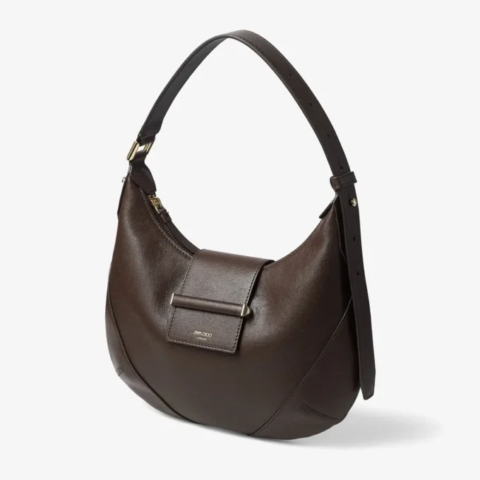 Bar Hobo Small Chocoladebruine Biker-leren schoudertas
