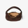 Bar Hobo Small Chocoladebruine suède schoudertas met leren Biker-afwerking Bar Hobo Small Chocoladebruine suède schoudertas met leren Biker-afwerking