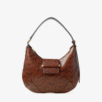 Bar Hobo Small Cognac Kigali schoudertas van leer met slangenprint