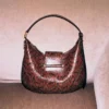 Bar Hobo Small Cognac Kigali schoudertas van leer met slangenprint Bar Hobo Small Cognac Kigali schoudertas van leer met slangenprint