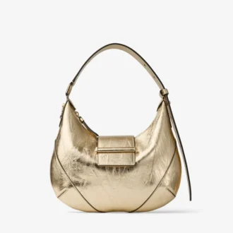Bar Hobo Small Goud Vintage Metallic Leren Schoudertas