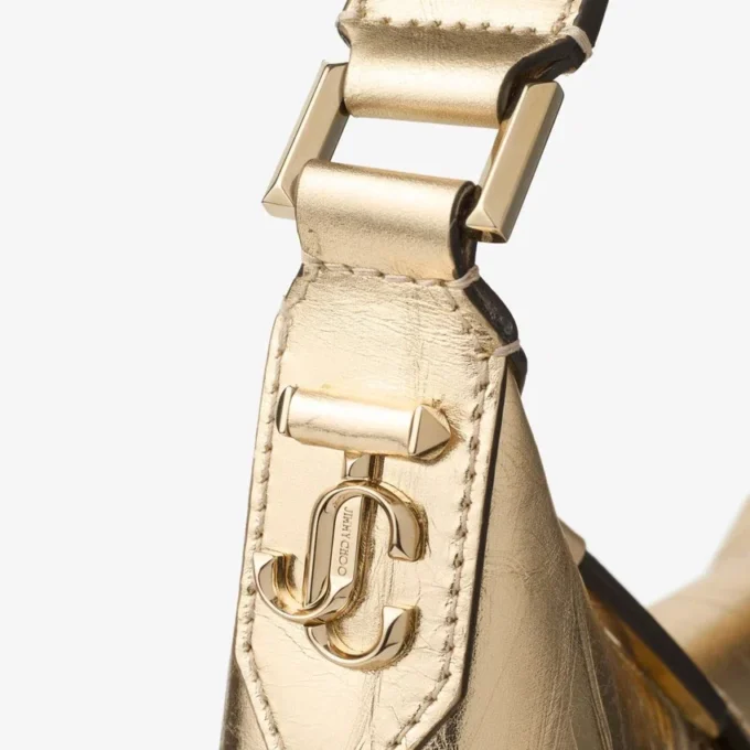 Bar Hobo Small Goud Vintage Metallic Leren Schoudertas Bar Hobo Small Goud Vintage Metallic Leren Schoudertas