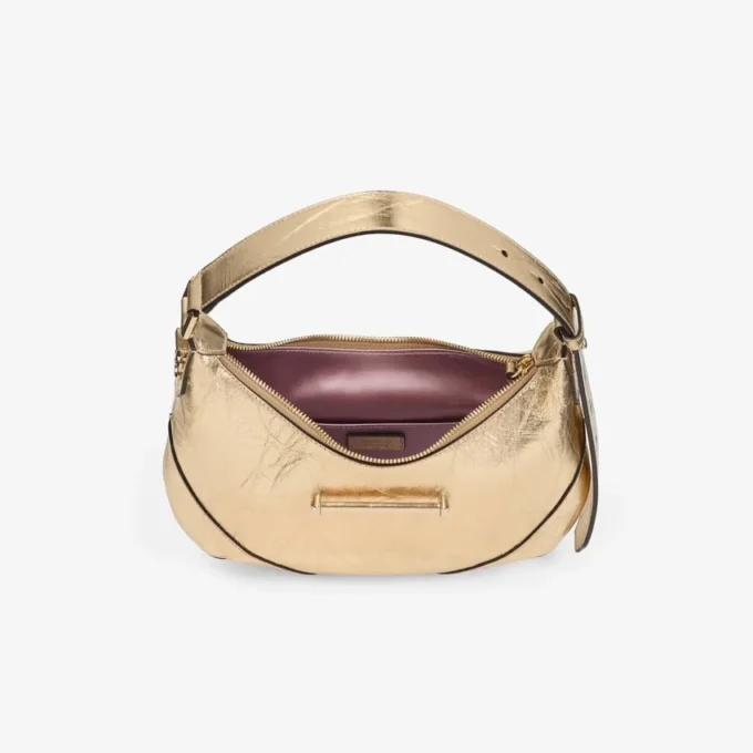 Bar Hobo Small Goud Vintage Metallic Leren Schoudertas Bar Hobo Small Goud Vintage Metallic Leren Schoudertas