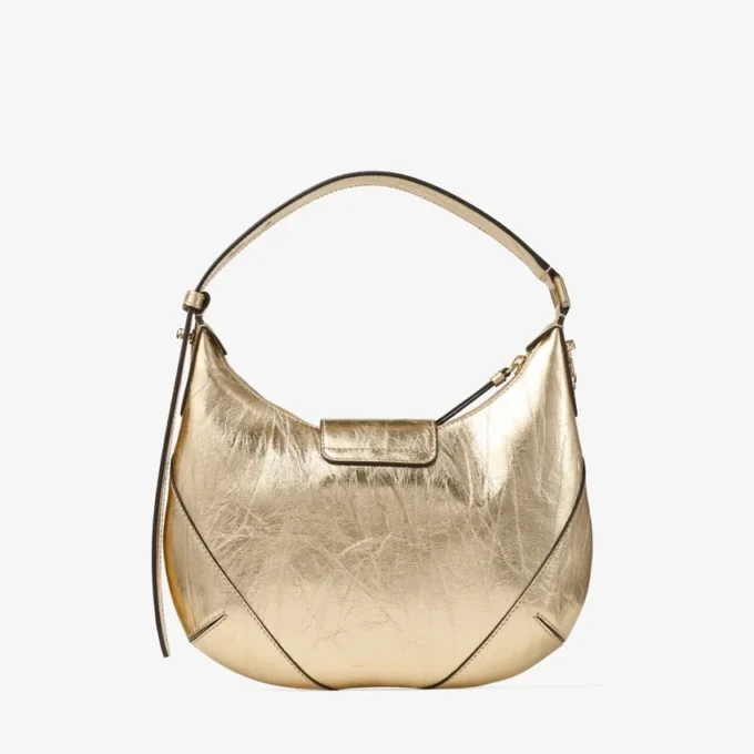 Bar Hobo Small Goud Vintage Metallic Leren Schoudertas Bar Hobo Small Goud Vintage Metallic Leren Schoudertas