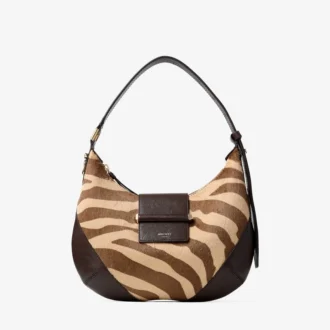 Bar Hobo Small Natuurlijke schoudertas van ponyleer met zebraprint