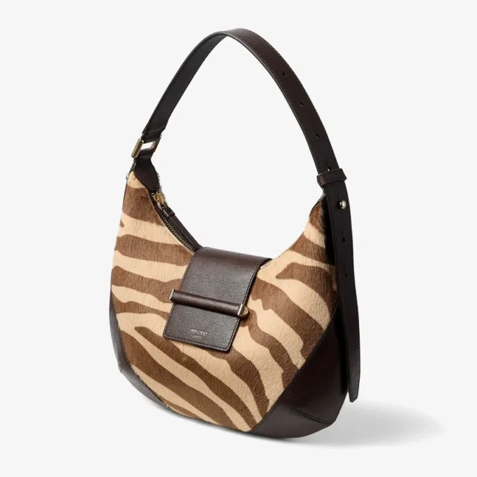 Bar Hobo Small Natuurlijke schoudertas van ponyleer met zebraprint Bar Hobo Small Natuurlijke schoudertas van ponyleer met zebraprint
