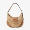 Bar Hobo Small schoudertas van naturel en toffee raffia met afwerking van glad kalfsleer Bar Hobo Small schoudertas van naturel en toffee raffia met afwerking van glad kalfsleer